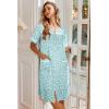 image:imageEkouaer Nightgowns for Women House Dress with Pockets Button Down Sleepshirt Short Sleeve Nightshirt HousecoatGreen Floral