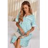 image:imageEkouaer Nightgowns for Women House Dress with Pockets Button Down Sleepshirt Short Sleeve Nightshirt HousecoatGreen Floral