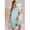 image:imageEkouaer Nightgowns for Women House Dress with Pockets Button Down Sleepshirt Short Sleeve Nightshirt HousecoatGreen Floral