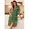image:imageEkouaer Nightgowns for Women House Dress with Pockets Button Down Sleepshirt Short Sleeve Nightshirt HousecoatGreen Flower