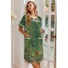image:imageEkouaer Nightgowns for Women House Dress with Pockets Button Down Sleepshirt Short Sleeve Nightshirt HousecoatGreen Flower