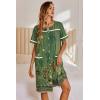 image:imageEkouaer Nightgowns for Women House Dress with Pockets Button Down Sleepshirt Short Sleeve Nightshirt HousecoatGreen Flower