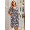 image:imageEkouaer Nightgowns for Women House Dress with Pockets Button Down Sleepshirt Short Sleeve Nightshirt HousecoatGrey Floral
