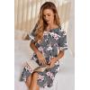 image:imageEkouaer Nightgowns for Women House Dress with Pockets Button Down Sleepshirt Short Sleeve Nightshirt HousecoatGrey Floral
