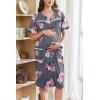 image:imageEkouaer Nightgowns for Women House Dress with Pockets Button Down Sleepshirt Short Sleeve Nightshirt HousecoatGrey Flower