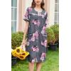 image:imageEkouaer Nightgowns for Women House Dress with Pockets Button Down Sleepshirt Short Sleeve Nightshirt HousecoatGrey Flower