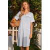 image:imageEkouaer Nightgowns for Women House Dress with Pockets Button Down Sleepshirt Short Sleeve Nightshirt HousecoatGrey Srtiped