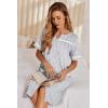 image:imageEkouaer Nightgowns for Women House Dress with Pockets Button Down Sleepshirt Short Sleeve Nightshirt HousecoatGrey Srtiped