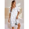 image:imageEkouaer Nightgowns for Women House Dress with Pockets Button Down Sleepshirt Short Sleeve Nightshirt HousecoatGrey Stars