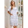 image:imageEkouaer Nightgowns for Women House Dress with Pockets Button Down Sleepshirt Short Sleeve Nightshirt HousecoatGrey Stars