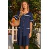 image:imageEkouaer Nightgowns for Women House Dress with Pockets Button Down Sleepshirt Short Sleeve Nightshirt HousecoatNavy