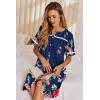 image:imageEkouaer Nightgowns for Women House Dress with Pockets Button Down Sleepshirt Short Sleeve Nightshirt HousecoatNavy Flower