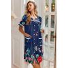 image:imageEkouaer Nightgowns for Women House Dress with Pockets Button Down Sleepshirt Short Sleeve Nightshirt HousecoatNavy Flower