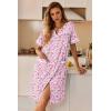 image:imageEkouaer Nightgowns for Women House Dress with Pockets Button Down Sleepshirt Short Sleeve Nightshirt HousecoatPink Floral