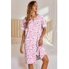 image:imageEkouaer Nightgowns for Women House Dress with Pockets Button Down Sleepshirt Short Sleeve Nightshirt HousecoatPink Floral