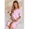 image:imageEkouaer Nightgowns for Women House Dress with Pockets Button Down Sleepshirt Short Sleeve Nightshirt HousecoatPink Striped