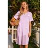 image:imageEkouaer Nightgowns for Women House Dress with Pockets Button Down Sleepshirt Short Sleeve Nightshirt HousecoatPink Striped