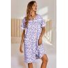 image:imageEkouaer Nightgowns for Women House Dress with Pockets Button Down Sleepshirt Short Sleeve Nightshirt HousecoatPurple Dots