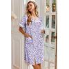 image:imageEkouaer Nightgowns for Women House Dress with Pockets Button Down Sleepshirt Short Sleeve Nightshirt HousecoatPurple Dots