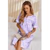 image:imageEkouaer Nightgowns for Women House Dress with Pockets Button Down Sleepshirt Short Sleeve Nightshirt HousecoatPurple Floral
