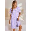 image:imageEkouaer Nightgowns for Women House Dress with Pockets Button Down Sleepshirt Short Sleeve Nightshirt HousecoatPurple Floral