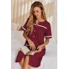 image:imageEkouaer Nightgowns for Women House Dress with Pockets Button Down Sleepshirt Short Sleeve Nightshirt HousecoatWine Red