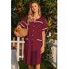 image:imageEkouaer Nightgowns for Women House Dress with Pockets Button Down Sleepshirt Short Sleeve Nightshirt HousecoatWine Red