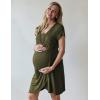 image:imageEkouaer Nursing Nightgown 3 In 1 Maternity Nightgown Short Sleeve Nursing Gown Breasfeeding Sleepwear Delivery DressArmy Green