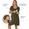 image:imageEkouaer Nursing Nightgown 3 In 1 Maternity Nightgown Short Sleeve Nursing Gown Breasfeeding Sleepwear Delivery DressArmy Green