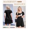 image:imageEkouaer Nursing Nightgown 3 In 1 Maternity Nightgown Short Sleeve Nursing Gown Breasfeeding Sleepwear Delivery DressBlack