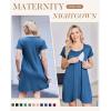 image:imageEkouaer Nursing Nightgown 3 In 1 Maternity Nightgown Short Sleeve Nursing Gown Breasfeeding Sleepwear Delivery DressBlue