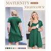 image:imageEkouaer Nursing Nightgown 3 In 1 Maternity Nightgown Short Sleeve Nursing Gown Breasfeeding Sleepwear Delivery DressDeep Green