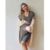 image:imageEkouaer Nursing Nightgown 3 In 1 Maternity Nightgown Short Sleeve Nursing Gown Breasfeeding Sleepwear Delivery DressGrey