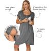 image:imageEkouaer Nursing Nightgown 3 In 1 Maternity Nightgown Short Sleeve Nursing Gown Breasfeeding Sleepwear Delivery DressGrey