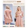 image:imageEkouaer Nursing Nightgown 3 In 1 Maternity Nightgown Short Sleeve Nursing Gown Breasfeeding Sleepwear Delivery DressLight Pink