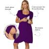 image:imageEkouaer Nursing Nightgown 3 In 1 Maternity Nightgown Short Sleeve Nursing Gown Breasfeeding Sleepwear Delivery DressPurple