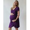 image:imageEkouaer Nursing Nightgown 3 In 1 Maternity Nightgown Short Sleeve Nursing Gown Breasfeeding Sleepwear Delivery DressPurple