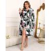 image:imageEkouaer Plus Size Robes for Women Lightweight Bathrobe V Neck Kimono Loungewear Soft Maternity Robes with Pockets 1X5XBigleafpink