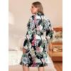 image:imageEkouaer Plus Size Robes for Women Lightweight Bathrobe V Neck Kimono Loungewear Soft Maternity Robes with Pockets 1X5XBigleafpink
