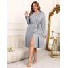 image:imageEkouaer Plus Size Robes for Women Lightweight Bathrobe V Neck Kimono Loungewear Soft Maternity Robes with Pockets 1X5XLight Gray