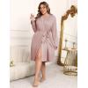 image:imageEkouaer Plus Size Robes for Women Lightweight Bathrobe V Neck Kimono Loungewear Soft Maternity Robes with Pockets 1X5XPink
