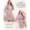 image:imageEkouaer Plus Size Robes for Women Lightweight Bathrobe V Neck Kimono Loungewear Soft Maternity Robes with Pockets 1X5XPink