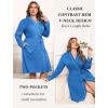 image:imageEkouaer Plus Size Robes for Women Lightweight Bathrobe V Neck Kimono Loungewear Soft Maternity Robes with Pockets 1X5XSky Blue