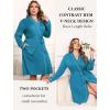 image:imageEkouaer Plus Size Robes for Women Lightweight Bathrobe V Neck Kimono Loungewear Soft Maternity Robes with Pockets 1X5XTeal