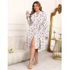 image:imageEkouaer Plus Size Robes for Women Lightweight Bathrobe V Neck Kimono Loungewear Soft Maternity Robes with Pockets 1X5XWhitePink Flowers