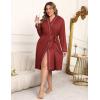 image:imageEkouaer Plus Size Robes for Women Lightweight Bathrobe V Neck Kimono Loungewear Soft Maternity Robes with Pockets 1X5XWine Red