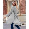 image:imageEkouaer Robe for Women Ribbed Knit Bathrobe Soft Knee Length Kimono Robes Ladies Sleepwear with Pockets SXXLLight Grey