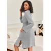 image:imageEkouaer Robe for Women Ribbed Knit Bathrobe Soft Knee Length Kimono Robes Ladies Sleepwear with Pockets SXXLLight Grey