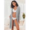 image:imageEkouaer Robe for Women Ribbed Knit Bathrobe Soft Knee Length Kimono Robes Ladies Sleepwear with Pockets SXXLLight Grey