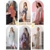 image:imageEkouaer Robe for Women Ribbed Knit Bathrobe Soft Knee Length Kimono Robes Ladies Sleepwear with Pockets SXXLLight Grey